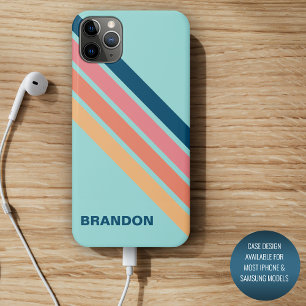 Personalised Custom Blue Orange Yellow Stripe iPhone 11 Pro Max Case