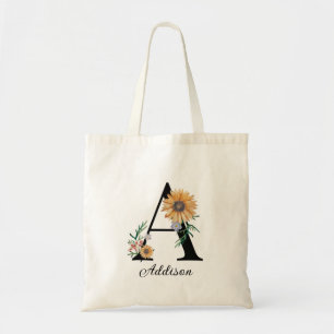 Personalised Custom Blush Floral Letter A  Tote Bag