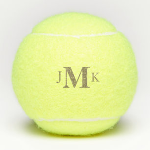 Personalised Custom Bold Gold Monogram  Tennis Balls
