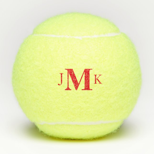 Personalised Custom Bold Red Monogram  Tennis Balls (Front)
