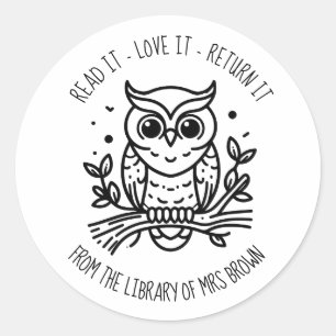 Personalised Custom Book Stickers Bookplate owl