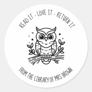Personalised Custom Book Stickers   Bookplate owl