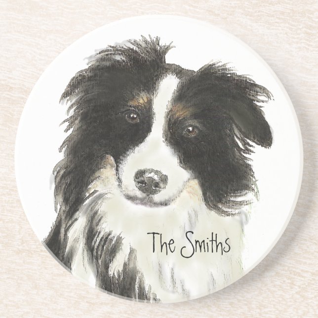 Personalised Custom Border Collie Coaster (Front)