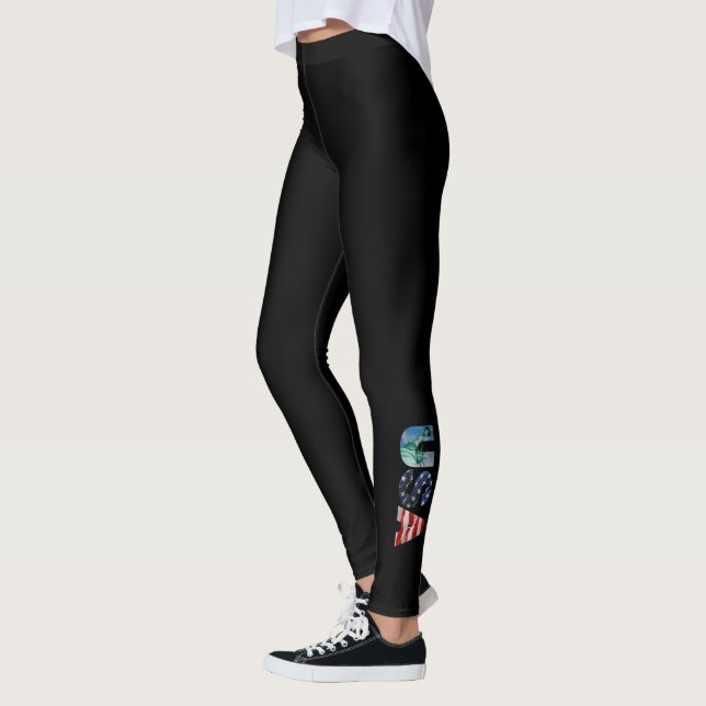 Personalised Custom Branded Made Black & White Leggings (Left)
