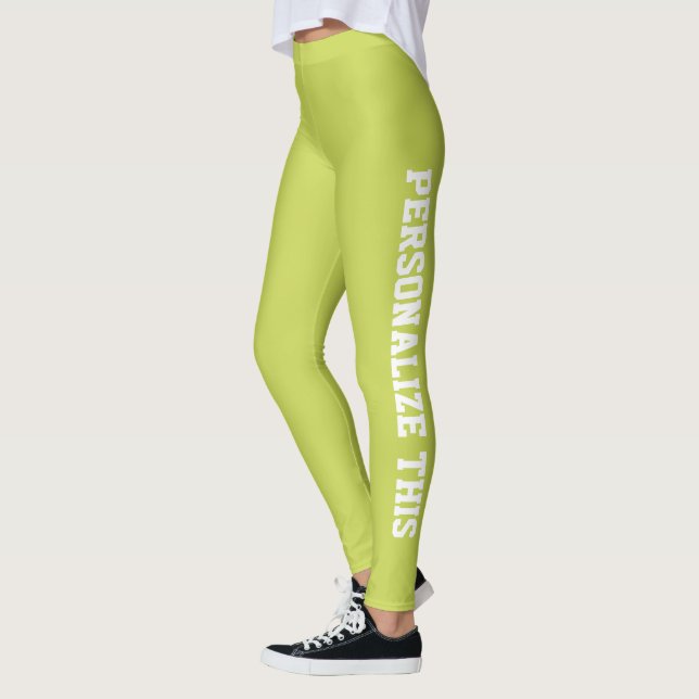 Personalised Custom Branded Made Olive Green Leggings (Left)