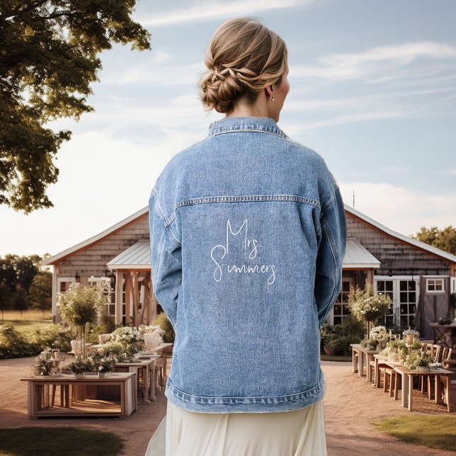 Personalised Custom Bride Mrs Name Script Denim Jacket (Creator Uploaded)