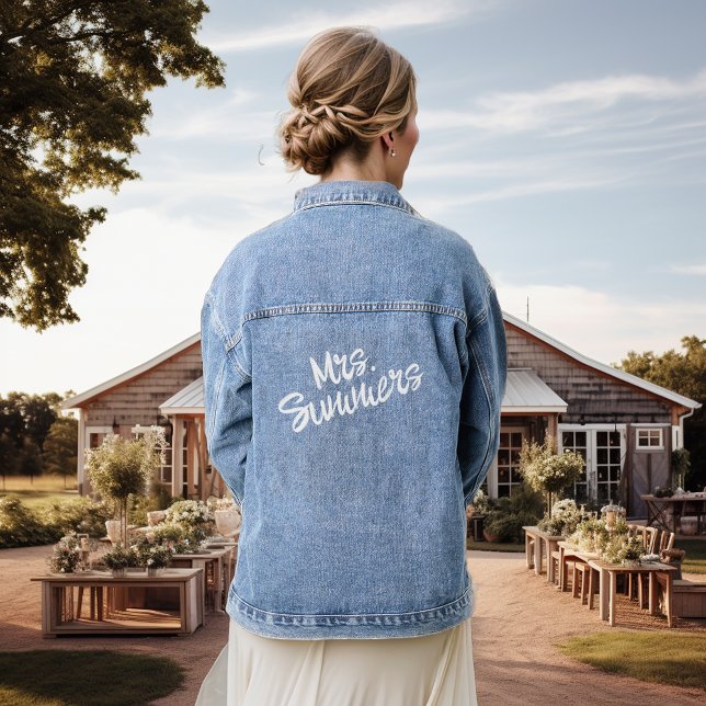Personalised Custom Bride Mrs Name Script Denim Jacket (Creator Uploaded)