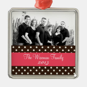 Personalised Custom Brown Polka Dot PHOTO Ornament