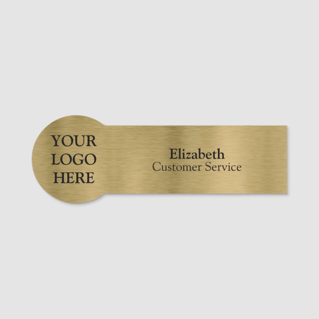 Personalised Custom Brushed Radial Metallic Gold Name Tag (Front)