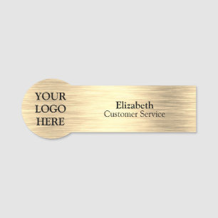 Personalised Custom Brushed Radial Metallic Gold Name Tag
