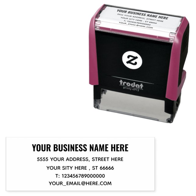 Personalised Custom Business Address Stamp Example (In Situ)