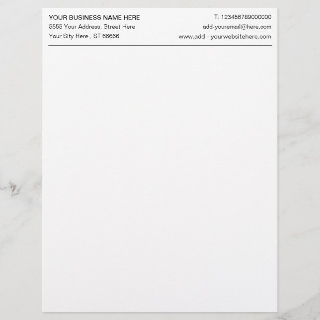 Personalised Custom Business Letterhead Template (Front)