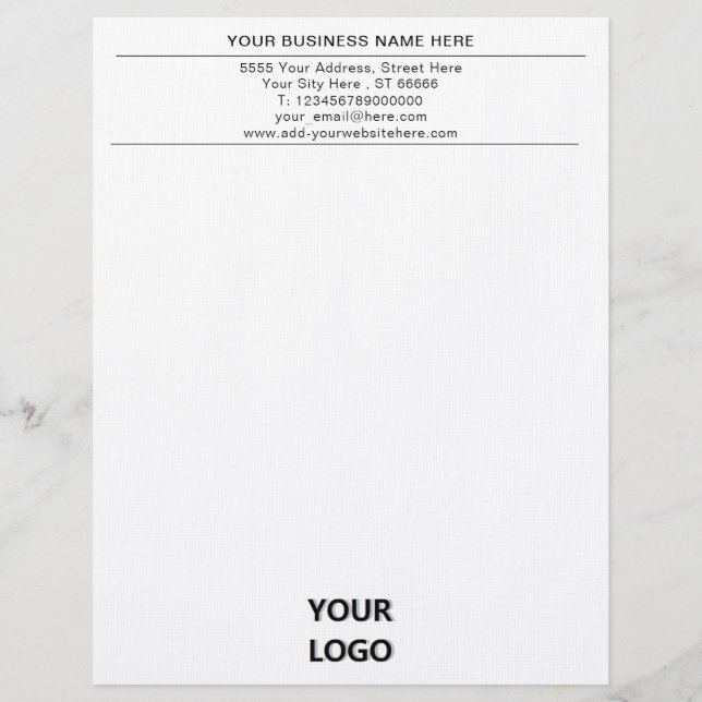 Personalised Custom Business Letterhead with Logo (Front)