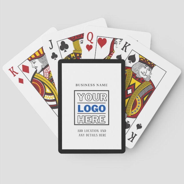 Personalised Custom Business Logo Black and White  Playing Cards (Back)