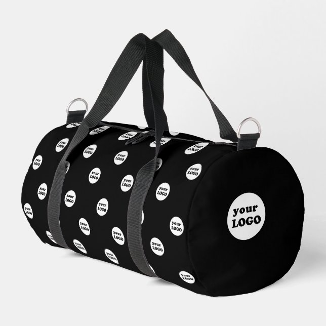 Personalised Custom Business Logo Black Small Duffle Bag (Left Corner)