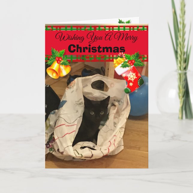 Personalised Custom Cat Christmas Photo Cards (Front)