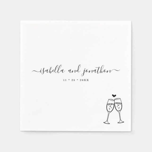 Personalised Custom Champagne Toast Napkins (Front)