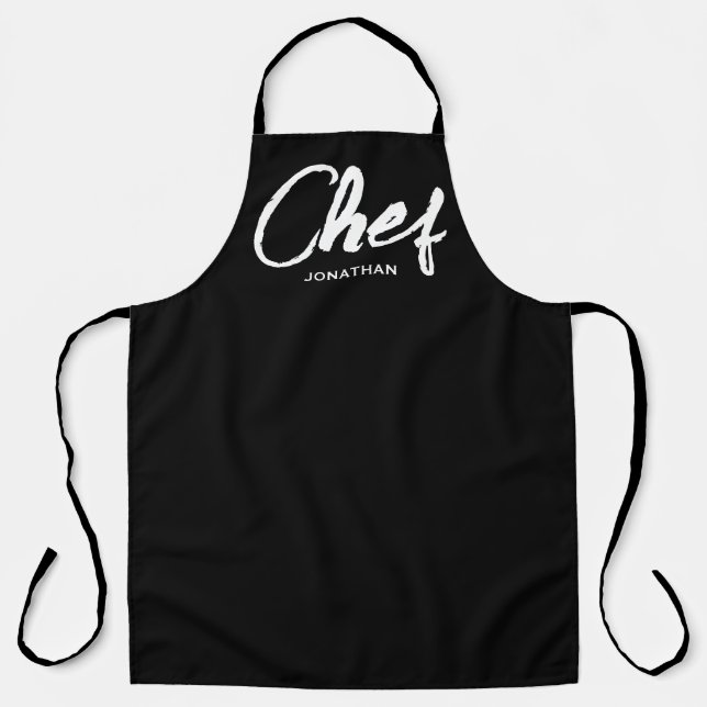 Personalised Custom Chef Apron | Modern Mens Black (Front)