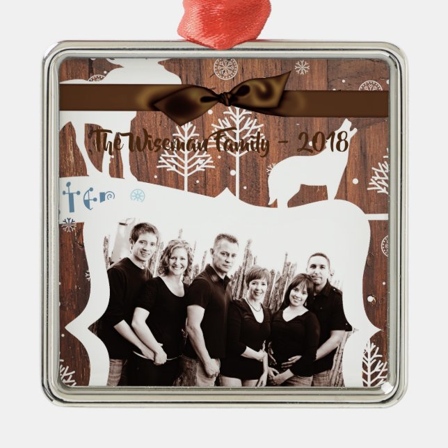 Personalised Custom Christmas Deer PHOTO Ornament (Front)