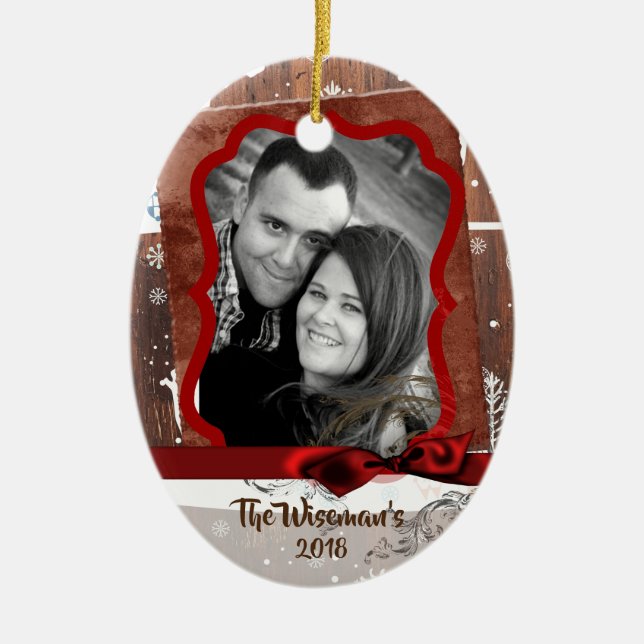 Personalised Custom Christmas Deer PHOTO Ornament (Front)