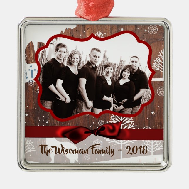 Personalised Custom Christmas Deer PHOTO Ornament (Front)