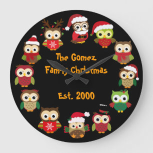 Personalised Custom Christmas Owl Clock