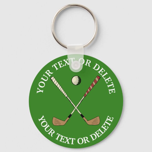 Personalised Custom Classic Golf Golfer Green Key Ring (Front)
