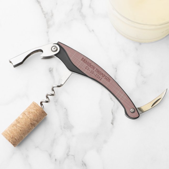 Personalised Custom Classy Chic Light Mauve Pink Corkscrew (Front)