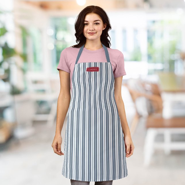 Personalised Custom Colours Rustic Country Stripes Apron (Creator Uploaded)