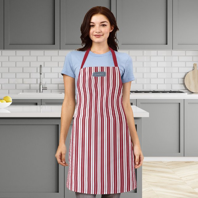 Personalised Custom Colours Rustic Country Stripes Apron (Creator Uploaded)