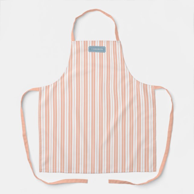 Personalised Custom Colours Rustic Country Stripes Apron (Front)