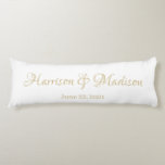 Personalised Custom Couple Name and Date Wedding Body Cushion<br><div class="desc">Personalised Script Custom Couple Name and Date Wedding  Body Pillow.
Elegant,  classic,  minimalist design.</div>