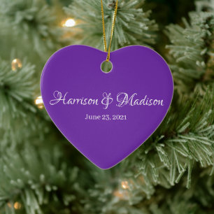 Personalised Custom Couple Name and Date Wedding Ceramic Tree Decoration