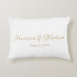 Personalised Custom Couple Name and Date Wedding Decorative Cushion<br><div class="desc">Personalised Script Custom Couple Name and Date Wedding Accent Pillow.
Elegant,  classic,  minimalist design.
Check the rest of the collection for matching coordinating items.</div>