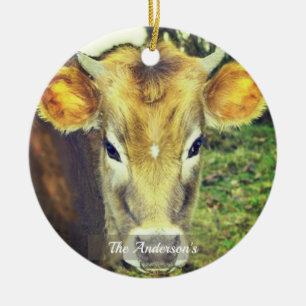 Personalised Custom Cow Photo Ceramic Tree Decoration