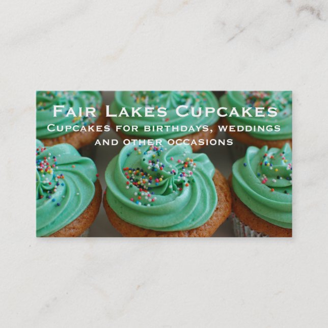 Personalised Custom Cupcakes Photo Business Card (Front)