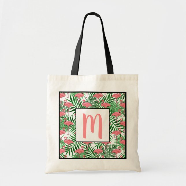 Personalised Custom Cute Tropical Pink Flamingo Tote Bag (Front)