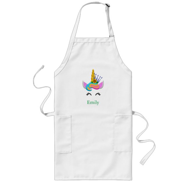 Personalised Custom Cute unicorn with Pony Long Apron (Front)