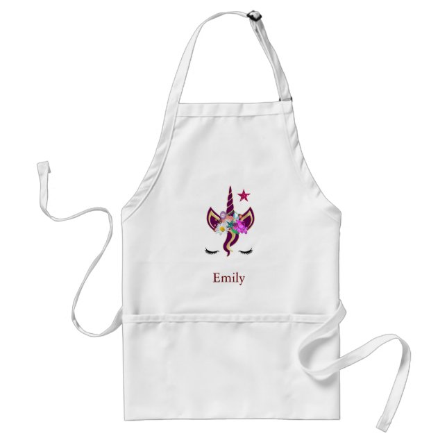 Personalised Custom Cute unicorn with Pony Standard Apron (Front)