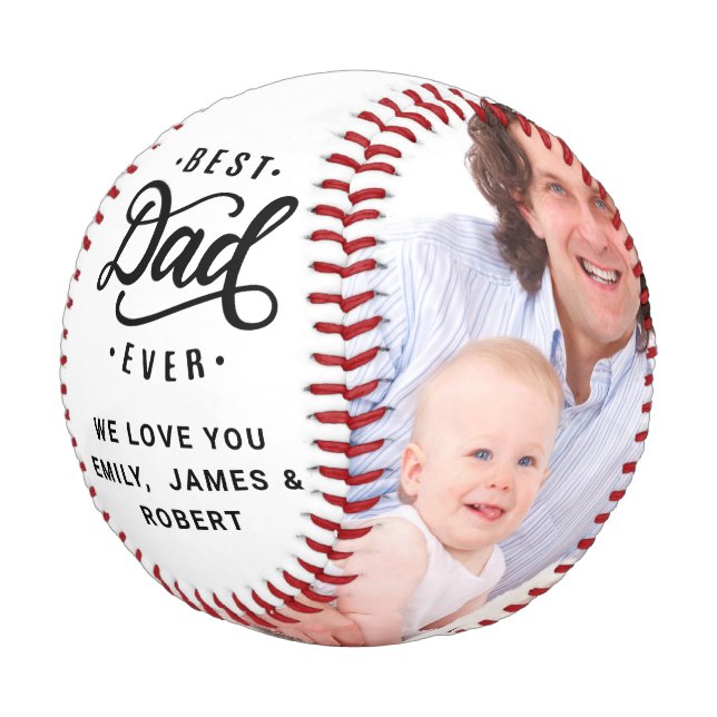 Personalised Custom Dad Fathers Day Photo Collage Baseball (Angled)