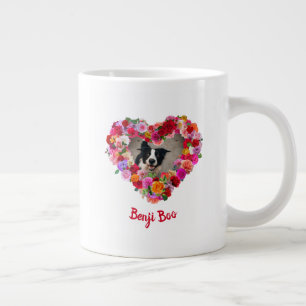 Personalised / Custom Dog / Pet Photo Rose Heart Large Coffee Mug