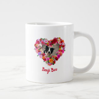 Personalised / Custom Dog / Pet Photo Rose Heart Large Coffee Mug