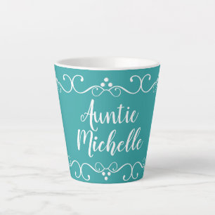 Personalised Custom Elegant Aunt Auntie Teal Mug
