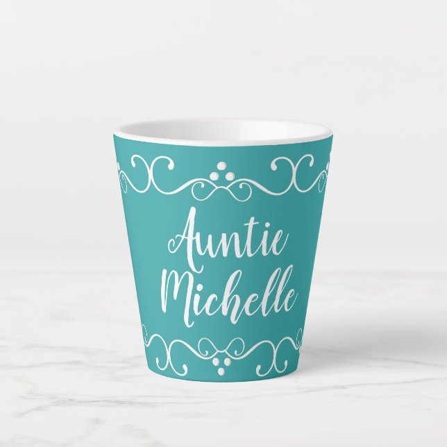 Personalised Custom Elegant Aunt Auntie Teal Mug (Front)