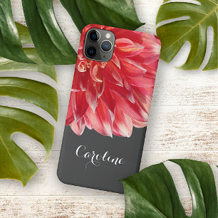 Personalised Custom Elegant Coral Red Dahlia iPhone 11 Pro Max Case