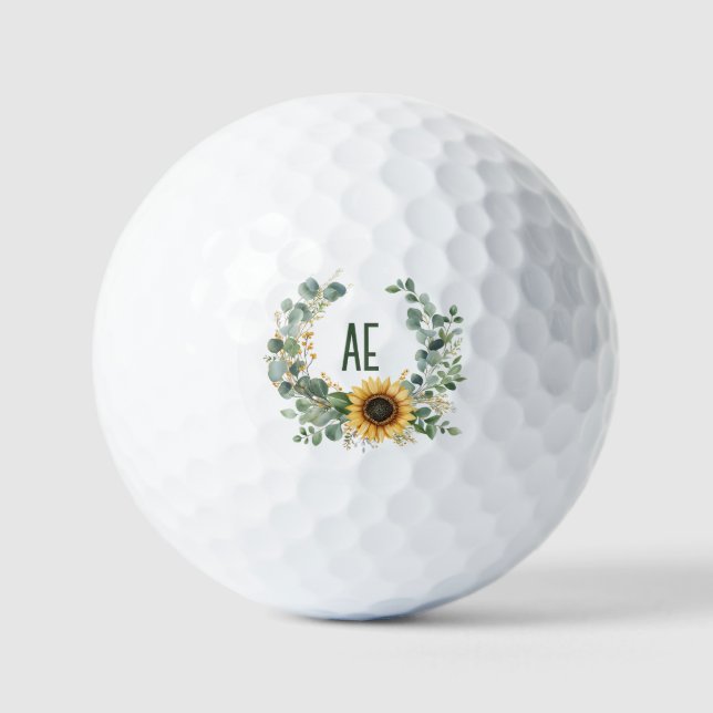  Personalised Custom Elegant Floral Monogram Golf Balls (Front)