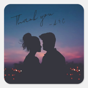 Personalised Custom Engagement Photo Thank You  Sq Square Sticker
