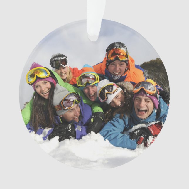 Personalised Custom FAMILY Holiday Photo Ornament (Front)
