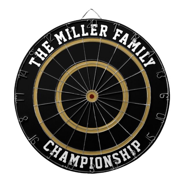 Personalised Custom Family Name Gold Dart Dartboard (Front)