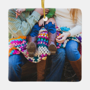 Personalised Custom Family Photo Holiday Christmas Ceramic Ornament